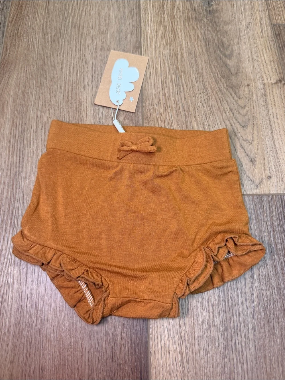 Angel Dear Ruffle Baby Bummies Bloomers Camel Brown Bamboo 12-18M NWT Boutique